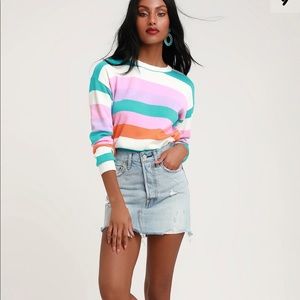 Candy Paint White Multi Striped Sweater Top